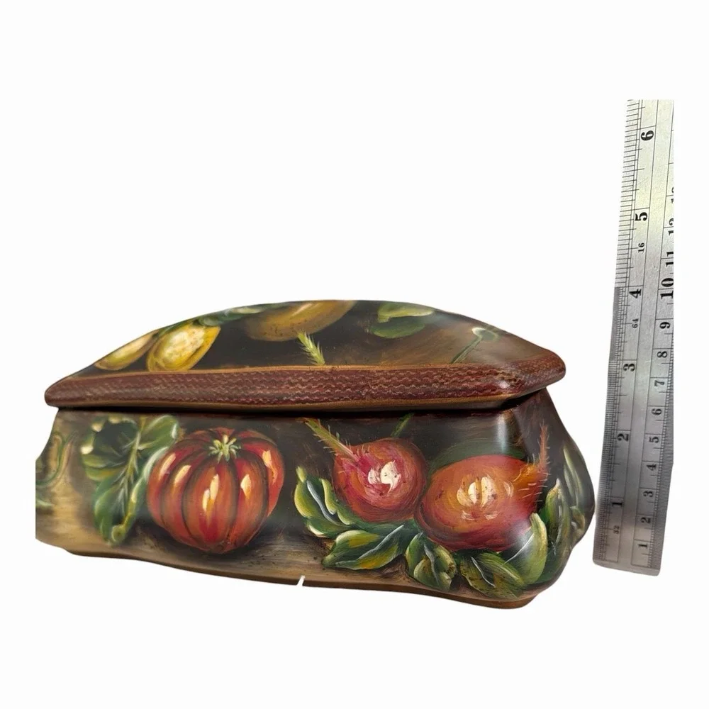Vintage Toyo Ceramic Box Raymond Waites Harvest Hand Painted Vegetable Gourd